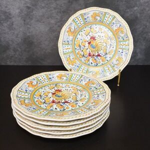 Le Cadeaux Rooster Pattern Melamine Dinner Plate Set of 6